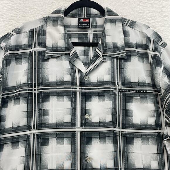 Southpole Shirt Mens XL Black White Checkered Plaid Short Sleeve Button Up Retro - Picture 4 of 9